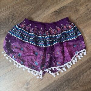 Purple Patterned Women's Shorts
